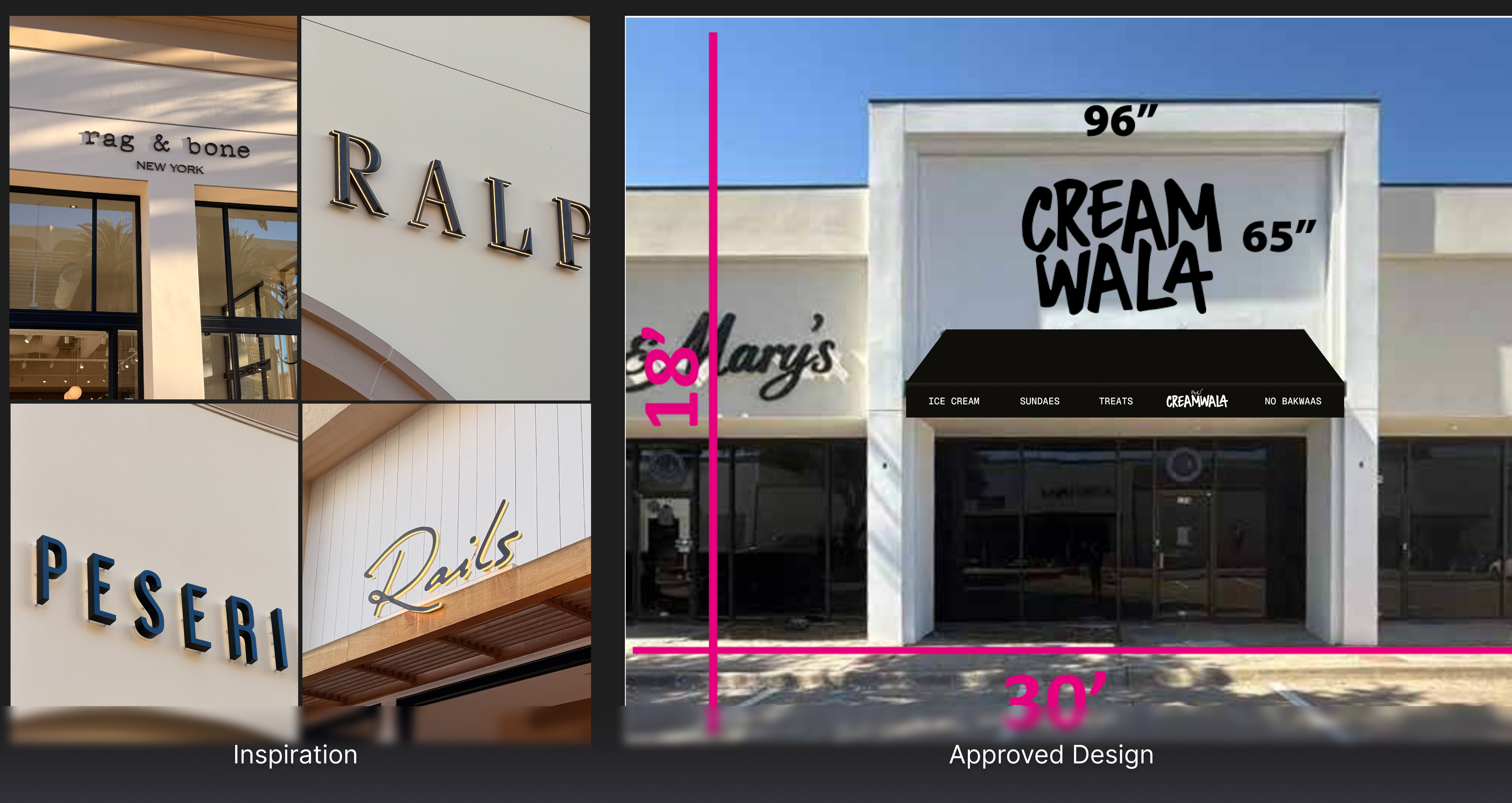 Creamwala exterior signage design